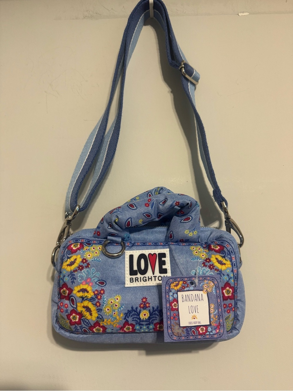 Brighton Blue Floral Bandana Crossbody Bag